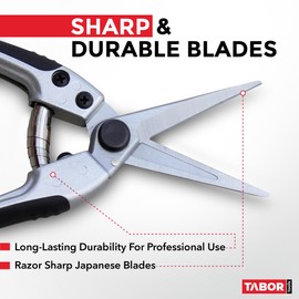 TABOR TOOLS K18A Straight Pruning Shears, Florist Scissors, Multi-Tasking Garden Snips for Arranging Flowers, Trimming Plants and Harvesting Herbs, Fruits or Vegetables (Japanese Style Blades)