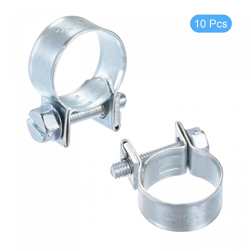 sourcing map 15-17mm Mini Fuel Injection Hose Clamp Zinc Plated