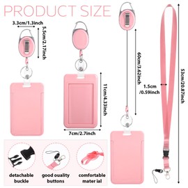 BOHUIZ Pink Retractable ID Badge Holder with Lanyard, Fashionable Neck Crossbody Lanyard Name Credit Card Protector for Nurse Women Office Teacher Doctor