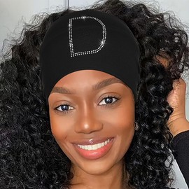 CAKURE Crystal Wide Headband Black Stretchy Head Wraps Knotted Head Band Turban Glitter Hair Accessories for Women and Girls (D, Black)