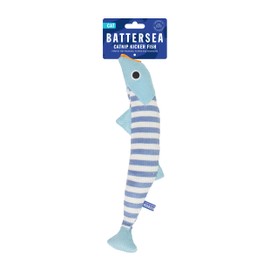 Rosewood Battersea Catnip Kicker Fish (Stripe), Catnip Toy, Cat Fish Toy, For Cats and Kittens, Blue, White, 7cm x 30cm, All Breed Sizes