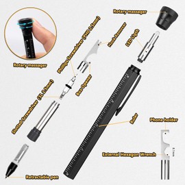 Gifts for Men, 12 in 1 Multitool Pen with Stress Relief Accessory, Flashlight Pen Bottle/Box Opener Hook Remover Lightweight Wrench, Cool Gadgets Tools for Dad, Husband, Grandpa, Unique Birthday Gifts