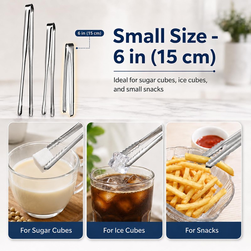 Foyohaven Stainless Steel Kitchen Tongs Set of 3, 6-11.5in Non-Slip