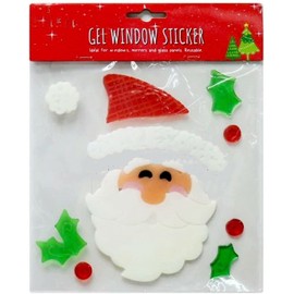 Set of 6 x Christmas Xmas Window Gel Jelly Stickers Decals Decorations