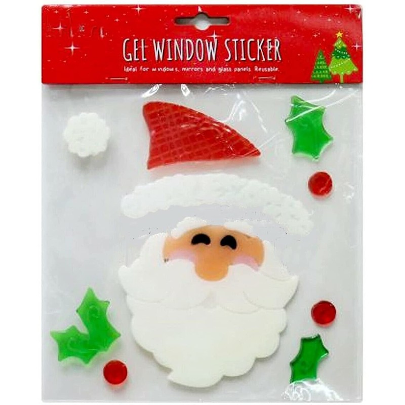 Set of 6 x Christmas Xmas Window Gel Jelly Stickers