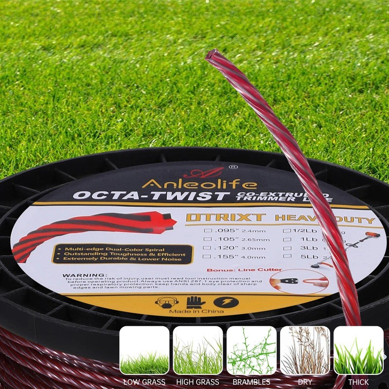 A ANLEOLIFE 3-Pound Heavy Duty Octa-Twist .120-Inch-by-656-ft Trimmer Line Spool,OTRIXT