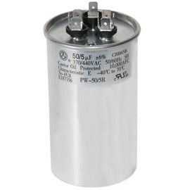PowerWell 50 + 5 MFD uf PW-50/5/R 370 or 440 Volt Dual Run Round Capacitor for Condenser Straight Cool or Heat Pump Air Conditioner 50/5 Micro Farad - Guaranteed to Last 5 Years