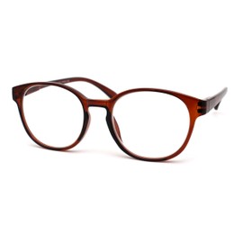 SA106 Round Thin Keyhole Horn Rim Plastic Reading Glasses Brown +1.25
