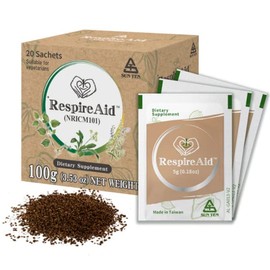Sun Ten Limpieza y desintoxicación pulmonar totalmente natural RespireAid™. Contiene propiedades herbarias naturales para apoyar la función pulmonar saludable y la respiración. 3.53 oz (20 sobres); 0.18 oz por bolsita