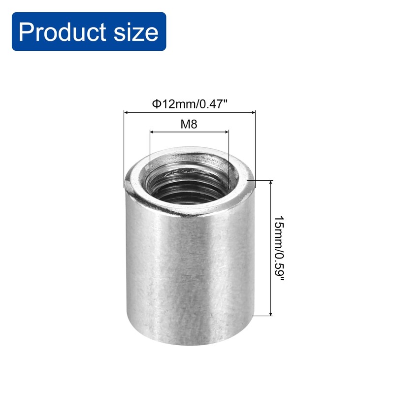 sourcing map Round Weld Nuts, M8 x 12mm x 15mm