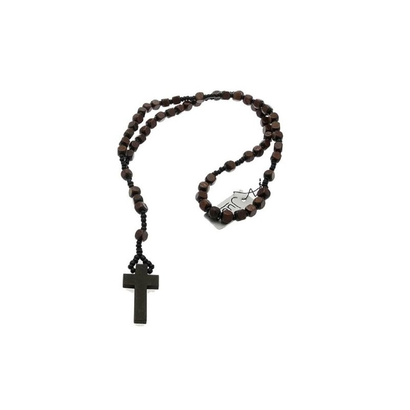 Inca Wood Rosary Beads Surf Necklace - Brown