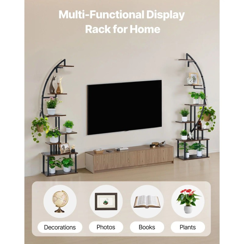 65.5 Inch 7 Tier Lighted Indoor Plant Stand Metal Corner