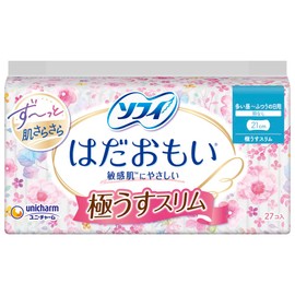 SOFY Hadamoi Ultra Slim Pads for Heavy to Regular Flow, 21cm, Wingless, Pack of 27 (Sanitary Napkins)