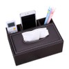 Multifunctional PU Leather Tissue Box Holder Rectangular Desktop Remote Control