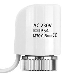 Actuator for Underfloor Heating 230V Water Under Floor Heating Actuator Adaptor Normally Closed Fits for Most UK Manifolds M30 x 1.5mm Thread for Zone Control On/Off Status Visible