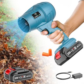 Electric-Cordless-Leaf-Blower - 20000RPM Handheld Leaf Blower - 1X 2.0Ah Batteries and Charger Included, Lightweight Leaf Blowers for Patio Cleaning Deep Black