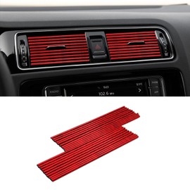 20 Pieces Car Air Conditioner Ventilation Decorative Strips, Waterproof Bendable Car Ventilation Decoration, Universal Vehicle Interior Accessories Suitable for Straight Ventilation (Red)