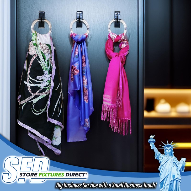 Clear Plastic Retail Scarf Rings - Round Fine Garment Hangers