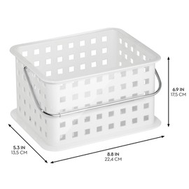 iDesign Plastic Shower Basket with Handle - Portable Shower Caddy - Set of 3 - White