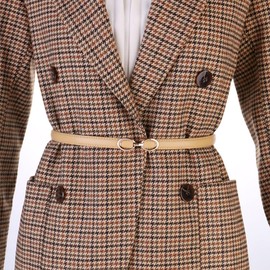 BAOKELAN Skinny Leather Belt for Women 2 Pack Thin Waist Belts with Alloy Buckle for Dress C-Khaki+Black