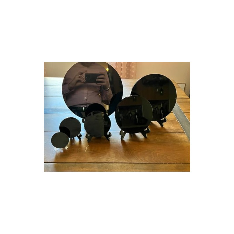 CrystalsAhoy Obsidian Mirror, 5.5" in Diameter, Obsidian Scrying Mirror, Obsidian