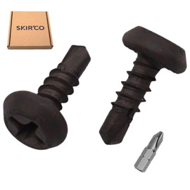 SKIR'CO (Pack of 100) Self Drilling Screws 3.5 x 11mm Black Phosphating Phillips Flat Head Self Tapping Screws