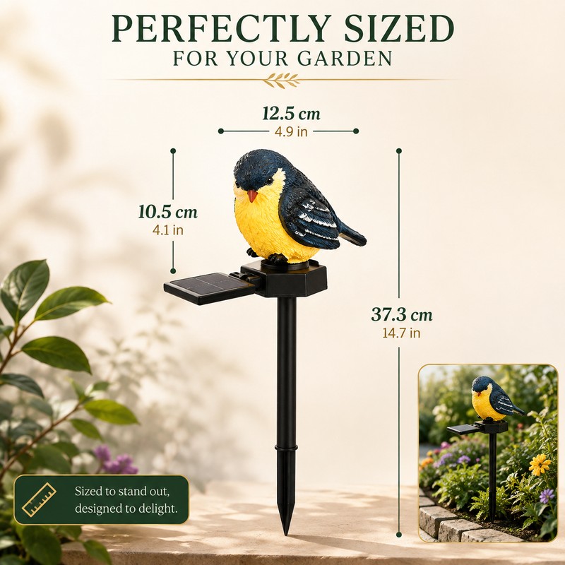 Solar Bird Garden Stake Light for Outdoor Décor – Resin