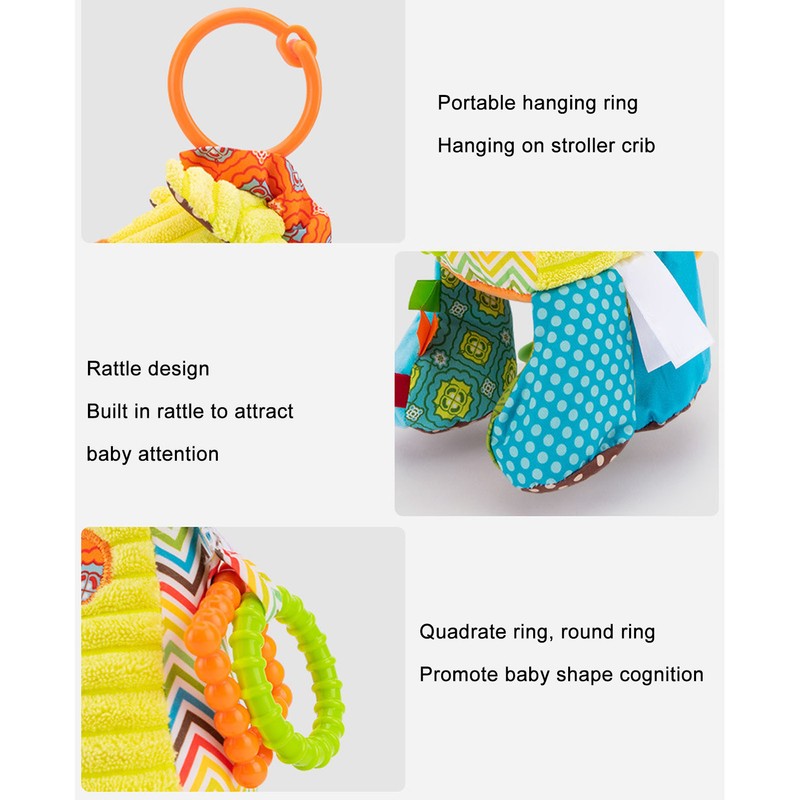 Infant Stroller Rattle Bell with Teether Mirror Cute Giraffe Plush