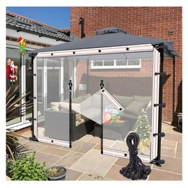 DTVEW Outdoor Curtains Waterproof with Grommets and Elastic Cord 0.3mm Window Plastic with Zipped Door (7.22x8.2'/2.2x2.5m)