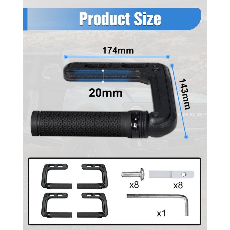 ROADER Front & Rear Roll Bar Grab Handles Fit for