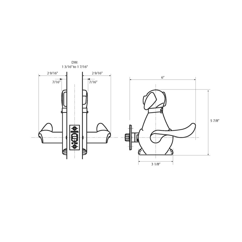 Nagasawa Animal Door Lever (Dog Model, Black) for Dog Lovers