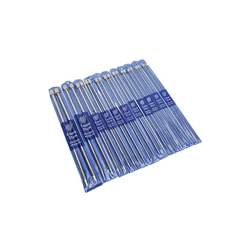 Agujas de tejer de acero inoxidable, 11 pares de agujas