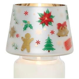 Yankee Candle Gingerbread and Poinsettia Winter Holiday Frosted Glass Jar Candle Shade Topper - for Large and Medium Orignal Jar Candles - Not for use with Signature Candles