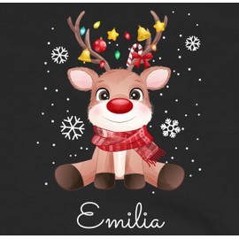 Geschenk mit Namen personalisiert by Shirtracer - Women's Hoodie - Cute Reindeer with Name of Your Choice I Gift Reindeer Christmas I Rudolph Reindeer Rudolf, 02 black