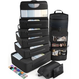 Veken 10 Set Packing Cubes for Travel Essential, Suitcase Organizer Bags in 4 Sizes, Carry-On Luggage Accessories with Large Laundry & Hanging Toiletry Bag, Must-Have for Airplane, Road Trip & Camping