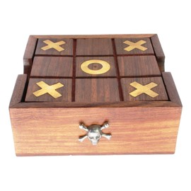 Gamekeepers Cottage gifts Skull & Cross Bones Wooden Noughts & Crosses & Solitaire Game With FREE ENGRAVING 415