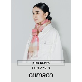 cumaco C-B0011B 22 Colors Cashmere 100% Plaid Scarf, Women's, Men's, Unisex, 72.8 x 11.8 inches (185 x 30 cm), Large, Stole, 04.pink brown