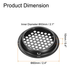 uxcell 24Pcs Air Vents Circular Flat Soffit Vent 53mm/2.1" Stainless Steel Round Vent Mesh Hole Louver for Bathroom Home, Office, Kitchen, Cabinet, Wardrobe, Black