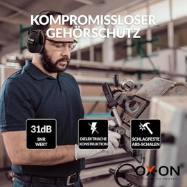 OX-ON EARMUFFS D1 COMFORT I Passive Dielectric Ear Protection with Moderate Insulation Effect, SNR Value 31 dB I 212 g Lightweight Earmuffs with CE, CAT. III & EN Certification I Comfortable &