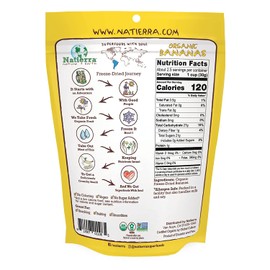 NATIERRA Nature's All Foods Organic Freeze-Dried Bananas | Non-GMO & Vegan | 2.5 Ounce