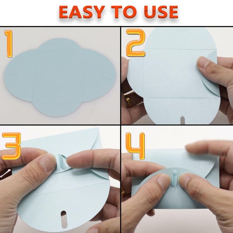 Joyangy 32pcs Heart Clasp Mini Envelopes, Blue Cute Tiny Envelopes,