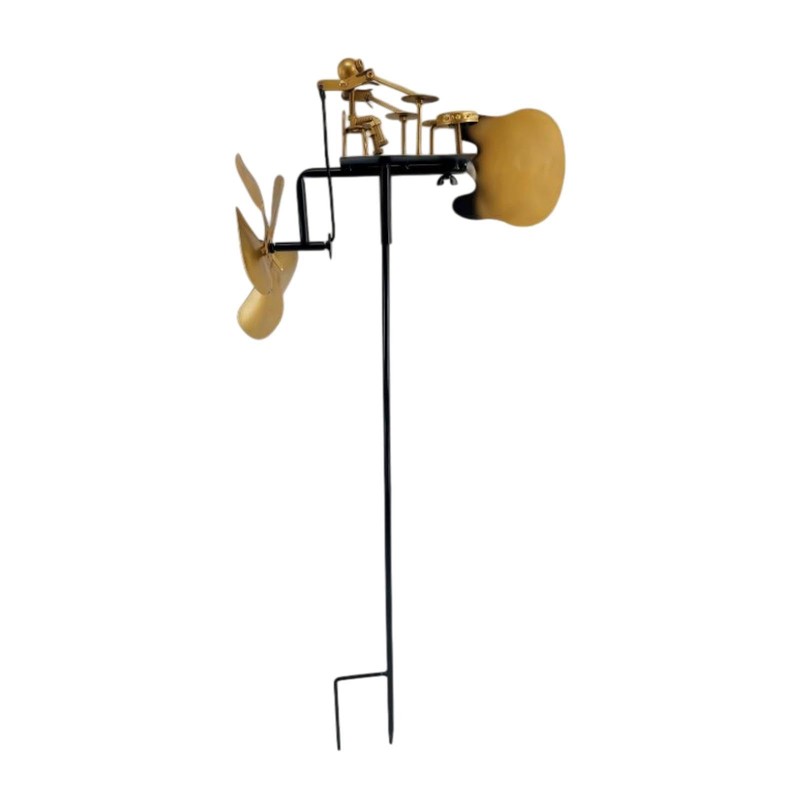 Fenteer Garden Decoration Metal Drummer Windmill Weather Vane Easy Installation