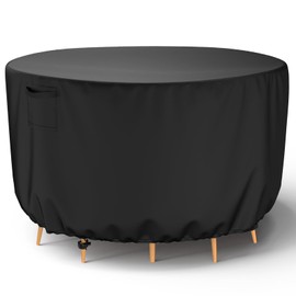 Mrrihand Round Patio Furniture Cover - Outdoor Chair Covers Waterproof Heavy Duty 600D Outdoor Table Chair Set Covers Anti-Fading Cover for Outdoor Furniture Set, 62"DIAx28"H, Black