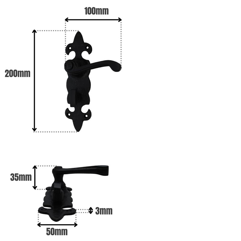 VIBE Fleur de LYS Lever Bathroom on Black Antique Door