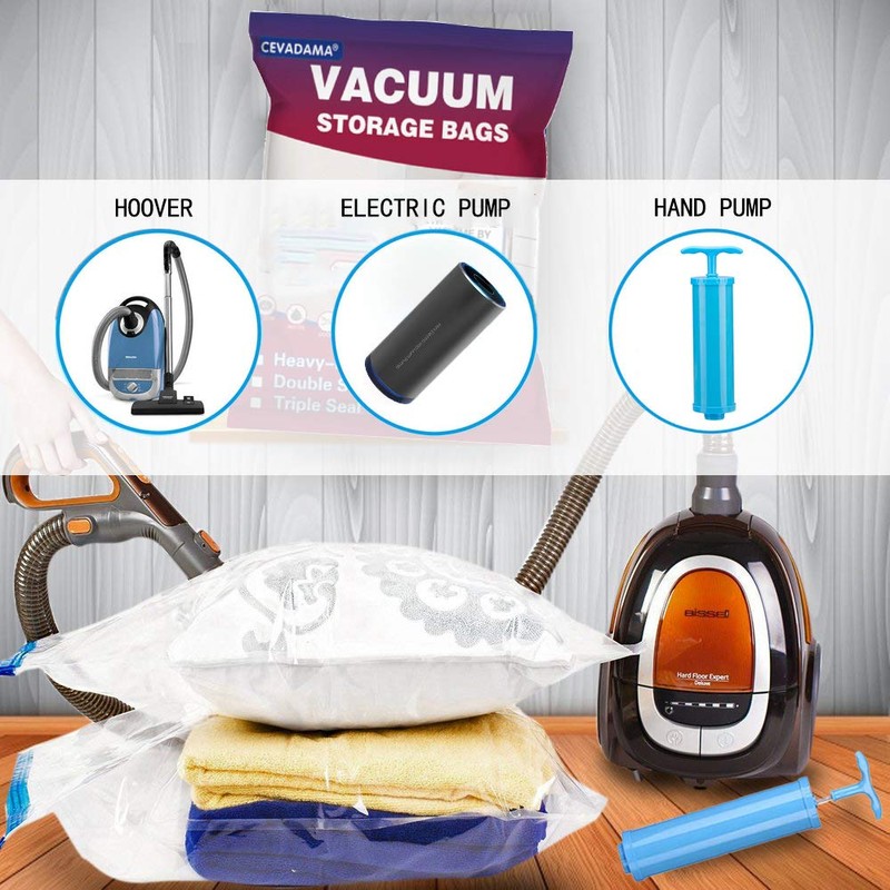 Vacuum Storage Bags (Small 6 Pack), Double-Zip Seal and Leak