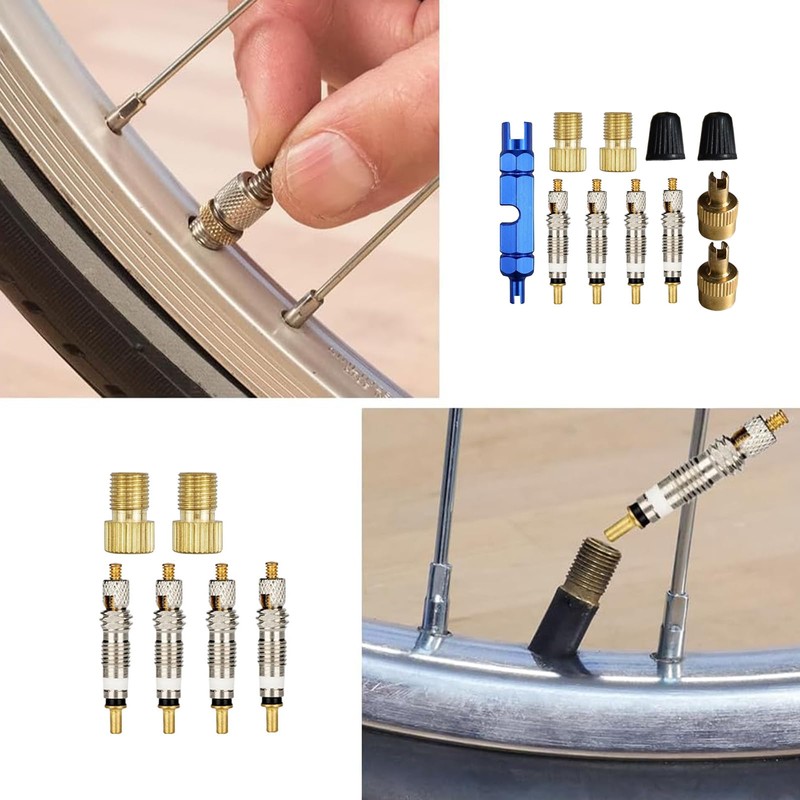 Presta Valve Core Set 11 Pieces Bicycle Valve Adaptor, Valve