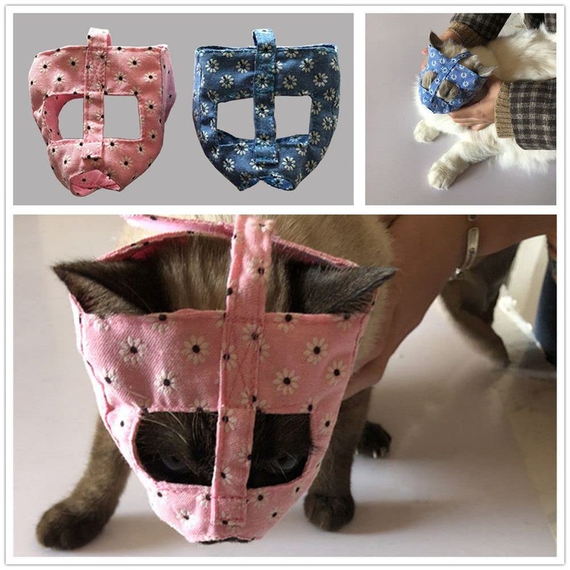 Cat Muzzle Anti-Bite Grooming Mask Adjustable Pet Mouth Cover for