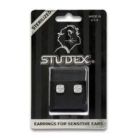 STUDEX Sensitive Cubic Zirconia Stud Earrings 6mm | Hypoallergenic and Nickel Free for Sensitive Ears | Surgical Stainless Steel Posts | High Fashion Earrings for Women and Men PR-6400W-S