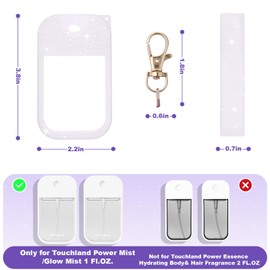 Palksky Hand Sanitizer Spray Glitter Case for Touchland,Silicone Case with Keychain for Power Mist and Glow Mist 1 fl oz(Glitter Sequin Purple),Travel Size