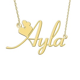 GR35Z9 Ayla Name Necklace with Heart 18K Gold Plated Stainless Steel Initial Pendant Necklace for Women